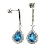 Pear Cut 5.00 ct Blue Topaz Dangle Earrings