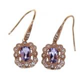 Radiant Cut 2.70 ct Kunzite Dangle Earrings