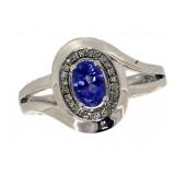 Natural Tanzanite & Diamond Designer Ring