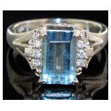 Platinum 2.77 ct London Blue Topaz & Diamond Ring