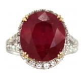 14kt Gold 11.05 ct Oval Ruby & Diamond Ring