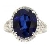14kt Gold 8.07 ct Oval Sapphire & Diamond Ring