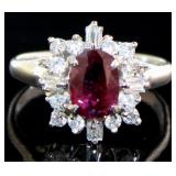 Platinum 2.46 ct Natural Ruby & Diamond Ring