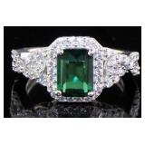 Brilliant Emerald Cut Emerald & White Topaz Ring