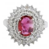 Platinum 2.05 ct GIA Natural Ruby & Diamond Ring
