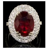 14kt Gold 9.20 ct Oval Ruby & Diamond Ring
