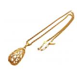 Yves Saint Laurent Gold Tone Egg Necklace