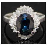 Platinum 3.77 ct Natural Sapphire & Diamond Ring