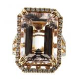 14kt Gold 15.95 ct Step Morganite & Diamond Ring