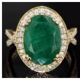14kt Gold 6.91 ct GIA Emerald & Diamond Ring