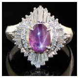 Platinum 2.11 ct Star Sapphire & Diamond Ring