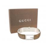 Gucci Enamel Brown Leather Bracelet