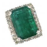 14k Gold 23.55 ct Natural Emerald & Diamond Ring