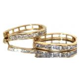 Channel Set Natural 1.00 ct Diamond Hoop Earrings