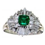 Platinum 1.42 ct Natural Emerald & VS Diamond Ring