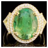 14kt Gold 5.16 ct GIA Emerald & Diamond Ring