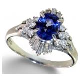 Platinum 1.78 ct Natural Sapphire & Diamond Ring