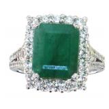 14kt Gold 7.24 ct GIA Emerald & Diamond Ring