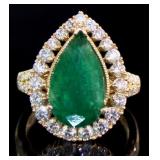 14kt Gold 6.13 ct GIA Emerald & Diamond Ring