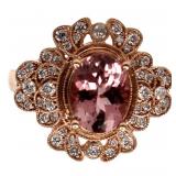 14kt Gold 2.40 ct  Pink Tourmaline & Diamond Ring