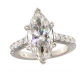 14k Gold 4.84 ct Marquise Cut Lab Diamond Ring