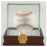 Autographed Bobby Doerr OML Baseball Display
