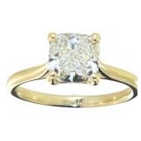 14k Gold 2.21 ct Cushion Cut Lab Diamond Ring