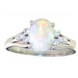 Platinum Natural 1.53 ct Opal & VS Diamond Ring