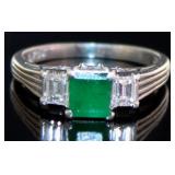 Platinum 1.20 ct Natural Emerald & VS Diamond Ring