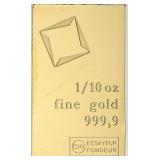 1/10 oz .9999 Valcambi Gold Bar