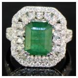 14kt Gold 4.67 ct GIA Emerald & Diamond Ring