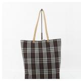 Burberry Nova Check Leather Tote Bag