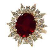 14k Gold 8.30 ct Oval Ruby & Diamond Ring