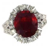14k Gold 9.12 ct Oval Ruby & Diamond Ring