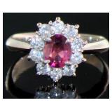Platinum Natural Tourmaline & Diamond Ring