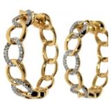 Large Natural Diamond Designer Hoop Earrings