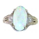 Platinum 2.50 ct Natural Opal Solitaire Ring