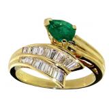 18k Gold 1.18 ct Natural Emerald & VS Diamond Ring