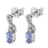 Oval Natural Tanzanite Infinity Stud Earrings