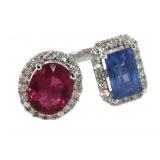 18k Gold 5.98 ct GIA Sapphire & Tourmaline Ring
