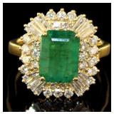 14kt Gold 3.52 ct GIA Emerald & Diamond Ring