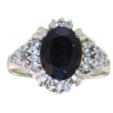 Platinum 2.60 ct Natural Sapphire & Diamond Ring