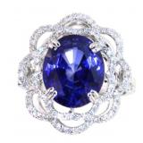 14kt Gold 6.17 ct Sapphire & Diamond Ring
