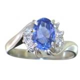 Platinum 1.31 ct Natural Sapphire & Diamond Ring