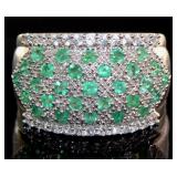 Brilliant Emerald & White Topaz Cocktail Ring