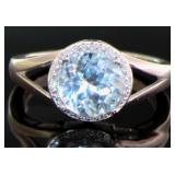 Round 2.55 ct Sky Blue Topaz & Diamond Ring