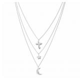 Elegant 1.04 ct Cross Moon & Star Necklace
