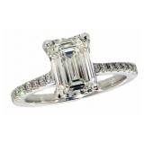 14k Gold 2.45 ct Emerald Cut Lab Diamond Ring
