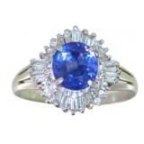 Platinum 2.13 ct Natural Sapphire & Diamond Ring