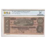 1864 - $10 Confederate State Of America PCGS